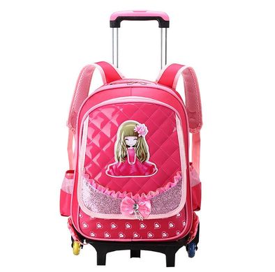 Шикрный рюкзак тележка на колесах с принтом девочки