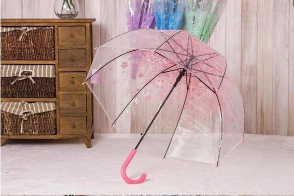 Большой прозрачный зонт трость с цветами