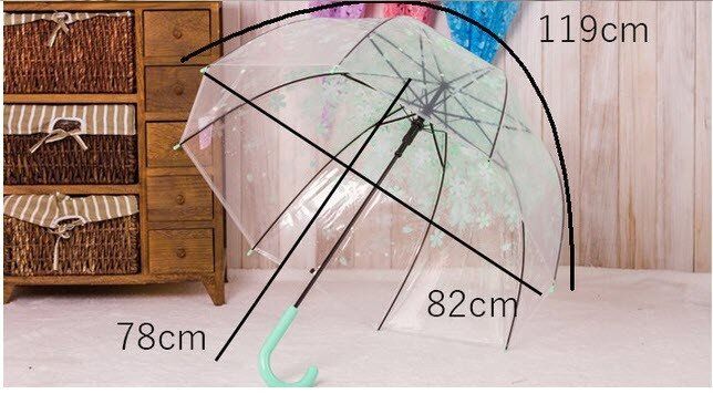 Большой прозрачный зонт трость с цветами