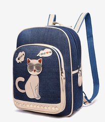 Стильный джинсовый рюкзак с нашивками Кошки