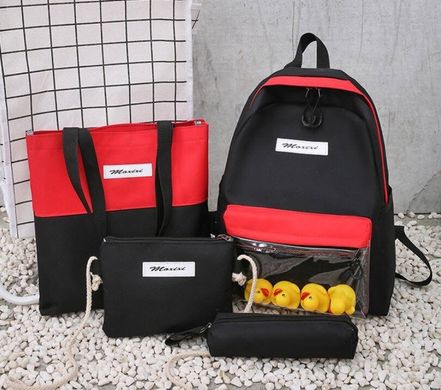 Модный большой тканевый набор 4в1 с уточками Рюкзак, сумка, косметичка, пенал