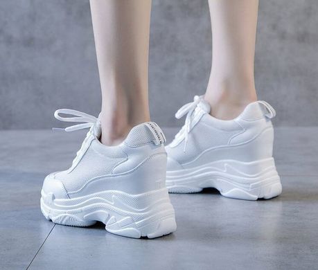Стильные белые кроссовки на высокой подошве с голографическими вставками, 36 - 40