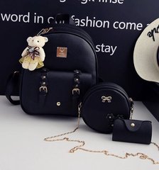 Красивый набор 3в1 рюкзак, сумка, визитница, с брелком мишкой