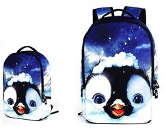 Большой оригинальный рюкзак с принтом Пингвин