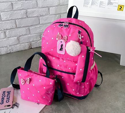 Стильный набор Рюкзак, сумка и пенал 3в1 с помпоном для модных девушек