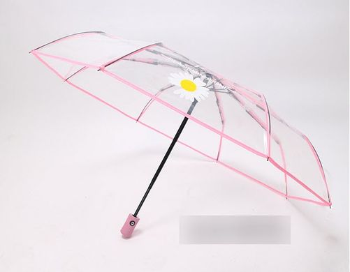 Складной силиконовый прозрачный зонт Ромашка