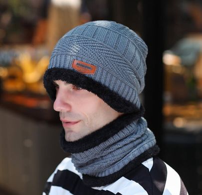 Стильный мужской зимний набор Шапка и шарф