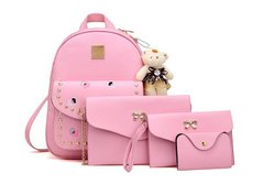 Модный повседневный набор рюкзак 4в1 с вышитыми цветами и брелком для нежный девушек