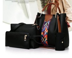 Модный набор женских сумок 4в1 с металлическими ручками и красочным поясом