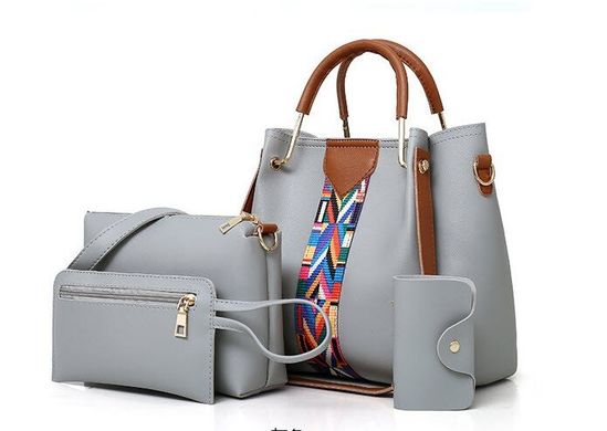 Модный набор женских сумок 4в1 с металлическими ручками и красочным поясом