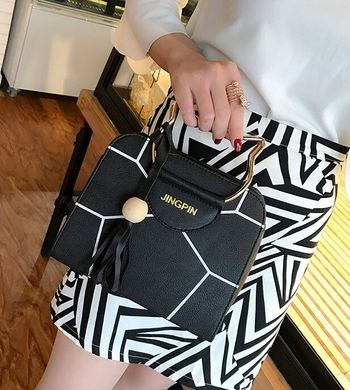 Каркасная сумка с ручками в форме котика и мозаикой