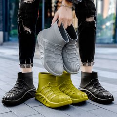 Модные мужские резиновые матовые ботинки осень-зима с утеплителем, 40 - 44