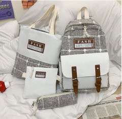 Модный большой тканевый набор 4в1в клетку Рюкзак, сумка, косметичка, пенал