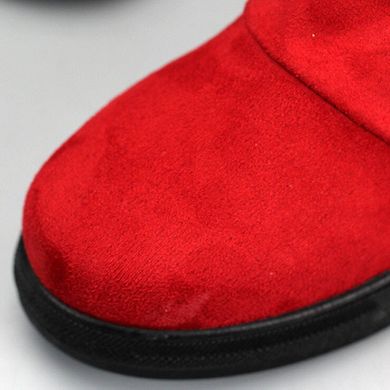 Модные красные бархатные полусапожки ботинки