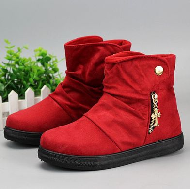 Модные красные бархатные полусапожки ботинки