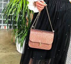 Модная женская сумка клатч на цепочке с блестками