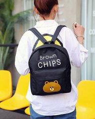 Большой тканевый рюкзак для школы с мишкой Brown Chips