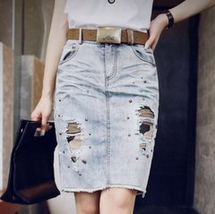 Стильная джинсовая юбка рванка