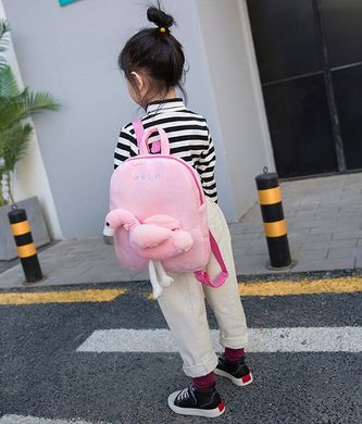 Оригинальный тканевый рюкзак с мягкой игрушкой в кармане Фламинго \ Единорог