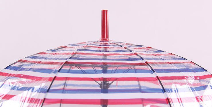 Большой прозрачный зонт трость с полоску