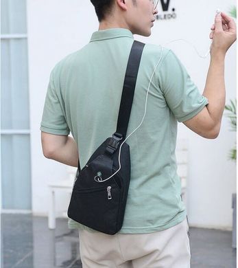 Оригинальный мужской рюкзак-барсетка на плечо с выходом под наушники