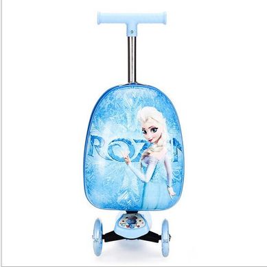 Супер самокат с чемоданом, принт Frozen Ельза