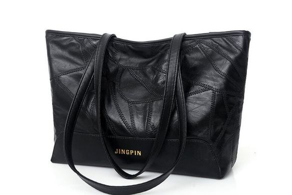 Вместительная классическая черная сумка шоппер