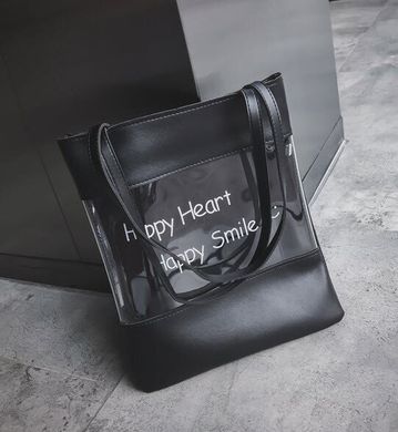 Стильная сумка с прозрачной стороной и надписью
