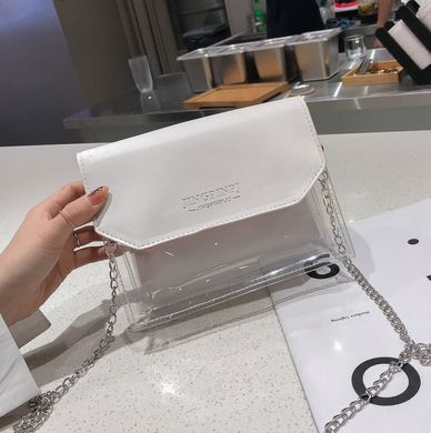 Стильная прозрачная сумка с клатчем на цепочке