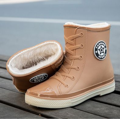 Женские резиновые ботинки кеды на меху, 36 - 40