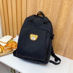 Стильный тканевый рюкзак сумка  с вышивкой Медвежонка