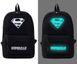 Большой тканевый унисекс рюкзак со светящимся/фосфорным рисунком супергероев